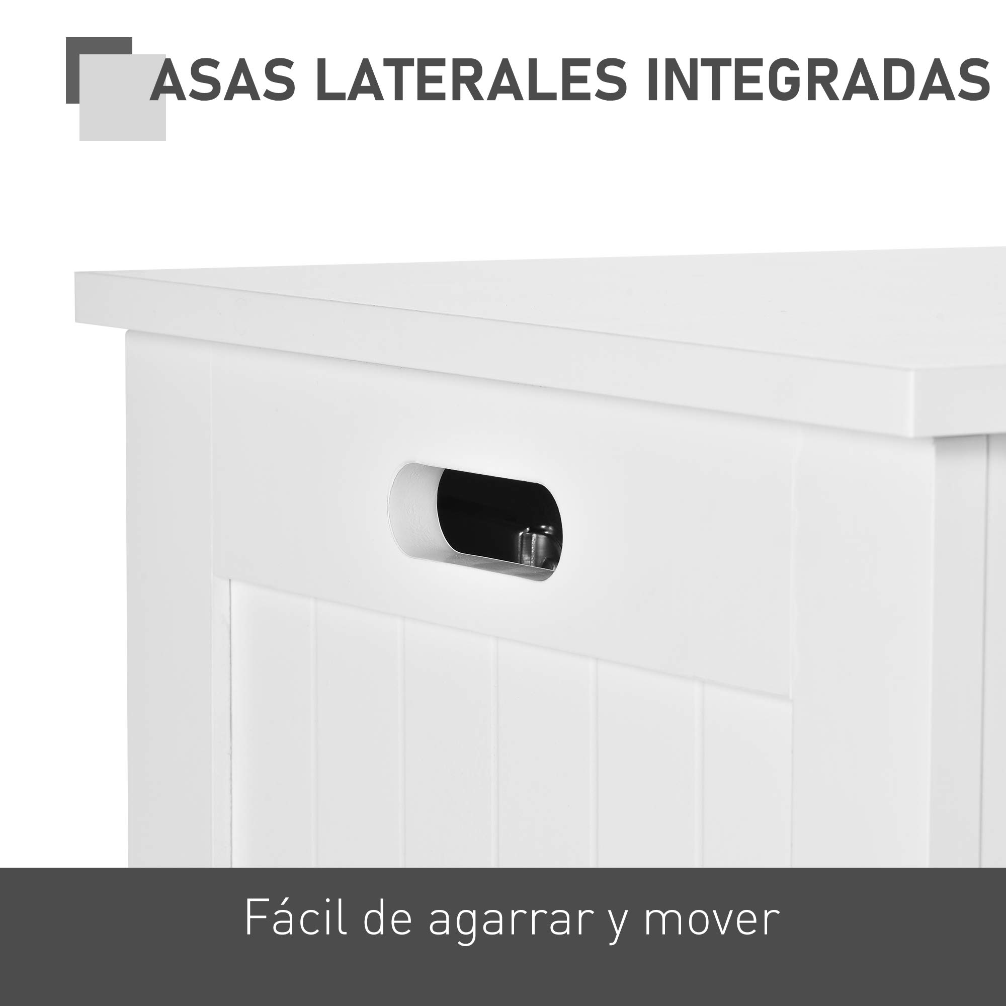 HOMCOM Baúl de Almacenaje para Dormitorio Banco de Almacenaje con Tapa Baúl de Almacenaje Versátil con Bisagra de Seguridad para Pasillo Salón 81x40x46 cm Blanco