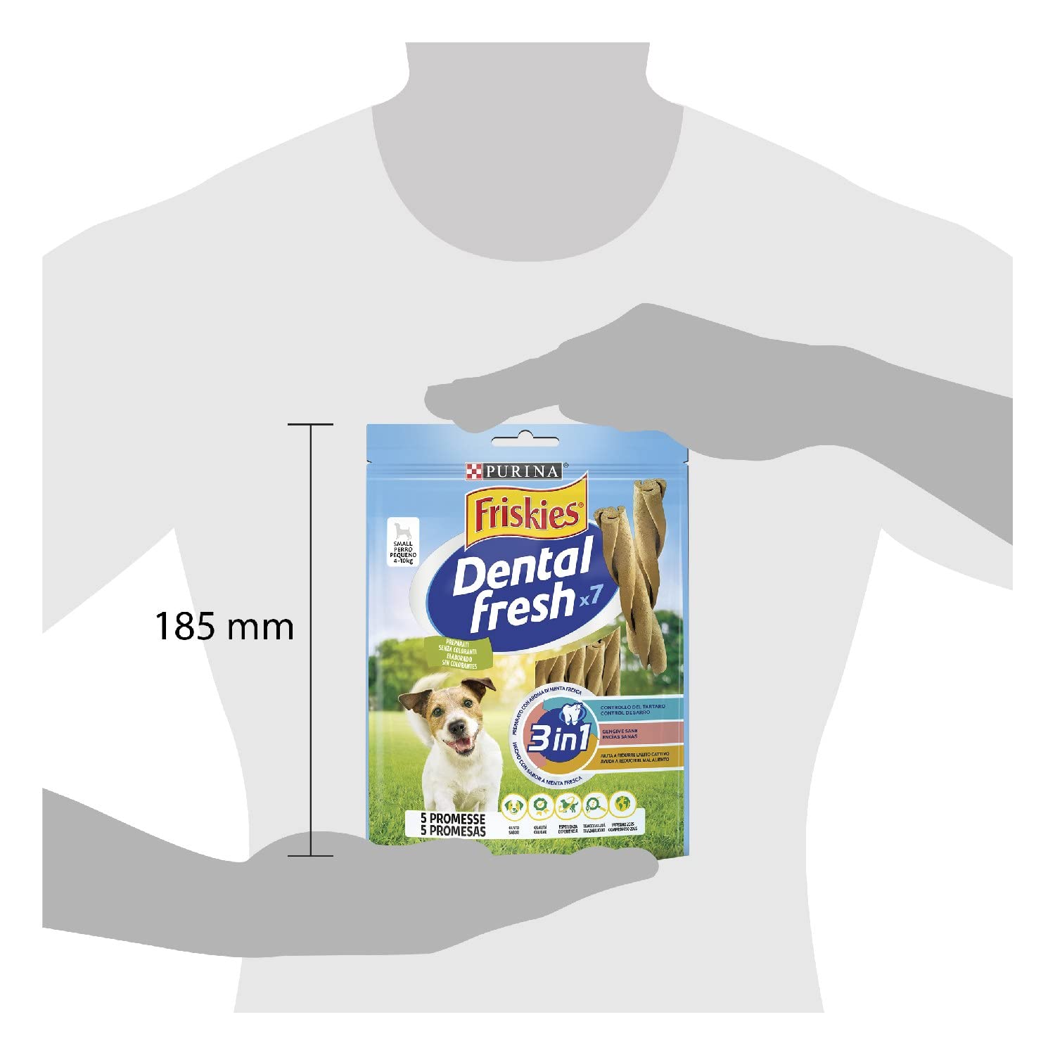 PURINA FRISKIES Dental Fresh Snack per l'Igiene Orale per Cani Adulti Stick 6 Confezioni da 110g
