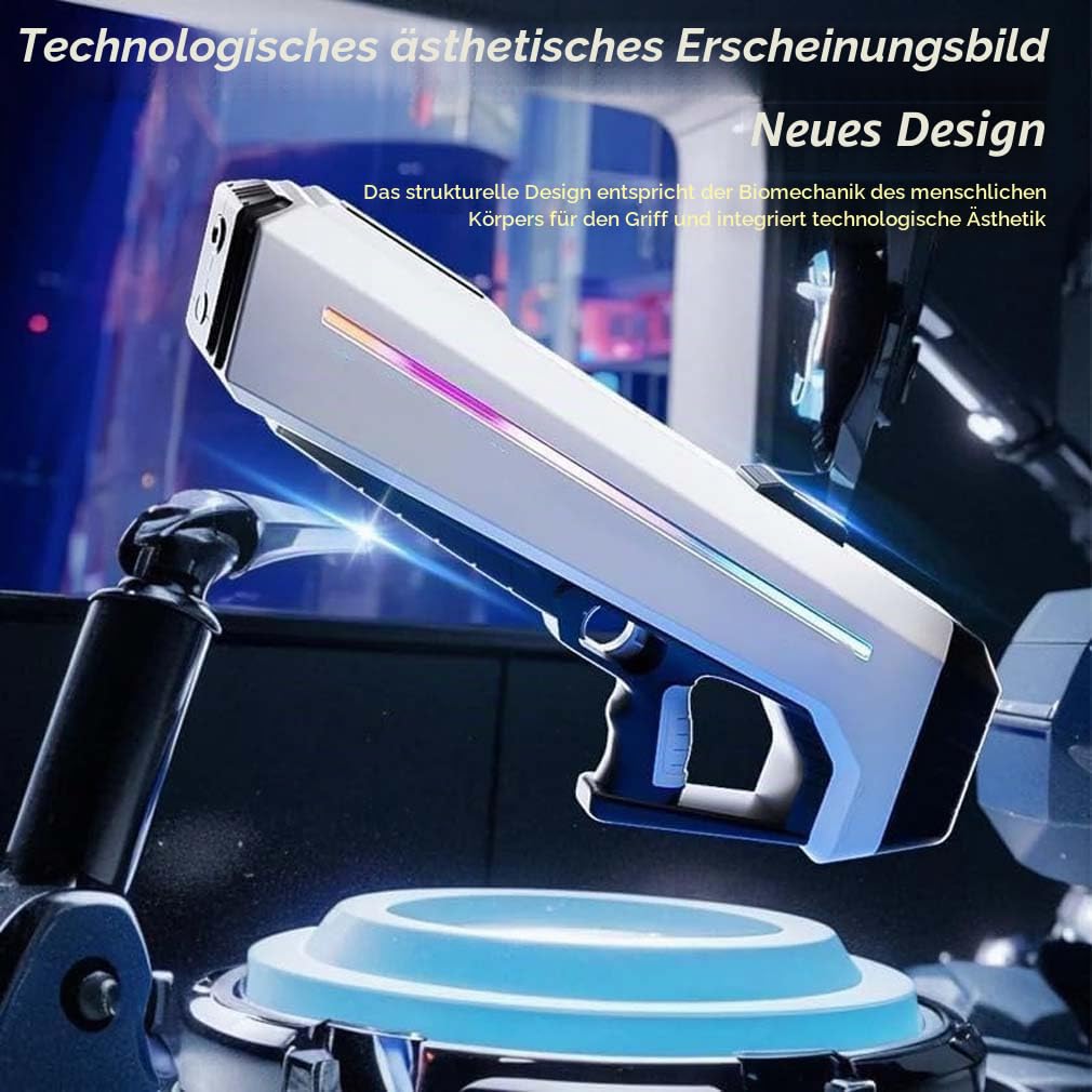 RapidJet Pro - Electric Pulse Water Gun, Elektrische Impuls-Wasserpistole, Automatische EIN-Knopf-Nachfüllung, 7 Arten von LED-Lichteffekten, Starke Erwachsene Ultimate Kampf Wasserpistole (Blau)
