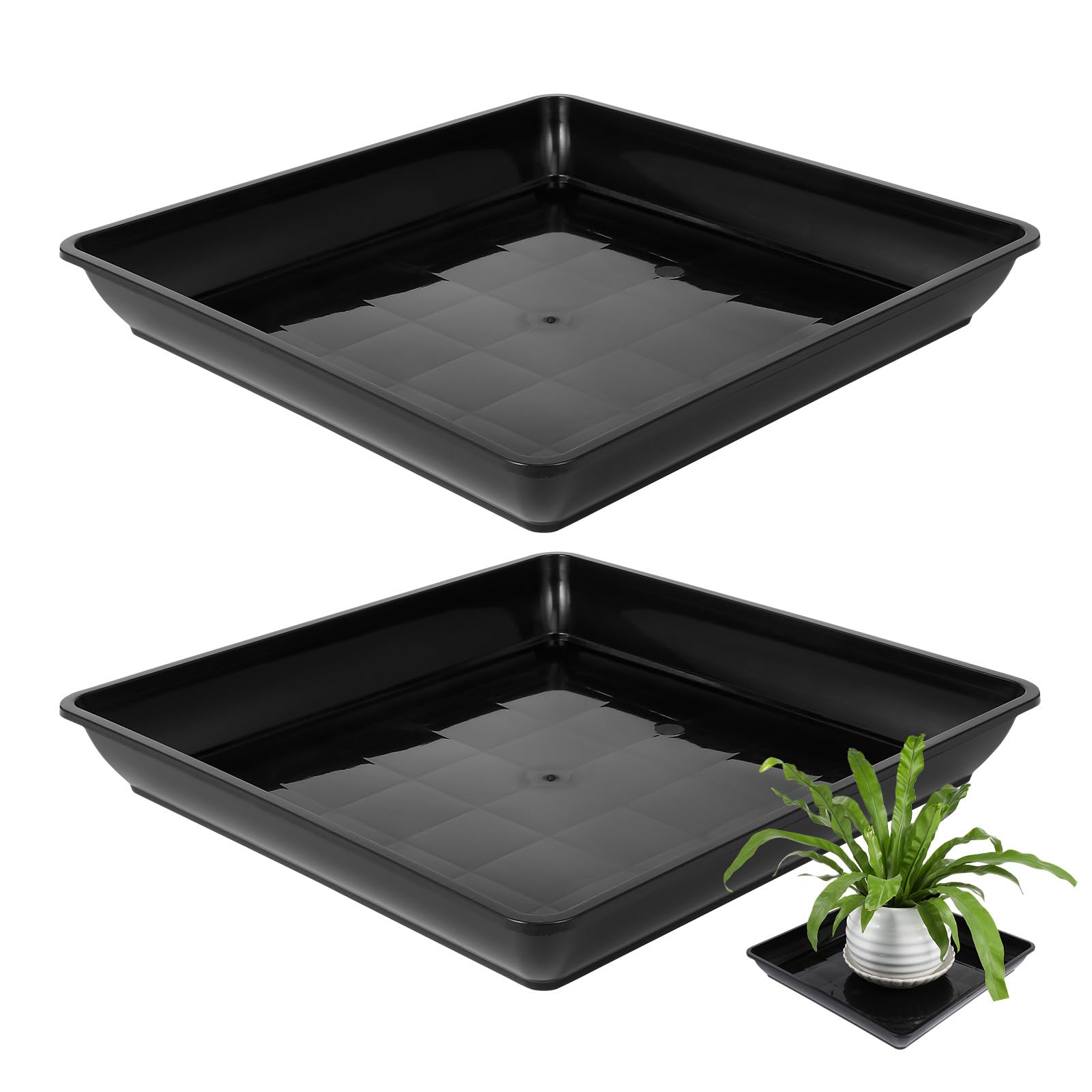 TOYANDONA 2 Pack Square Plant Saucer Tray - Plant Drip Trays And Flower Pot Saucers, Large Indoor Outdoor Water Catcher for Planters Deck Floor Protection (14 Inch)