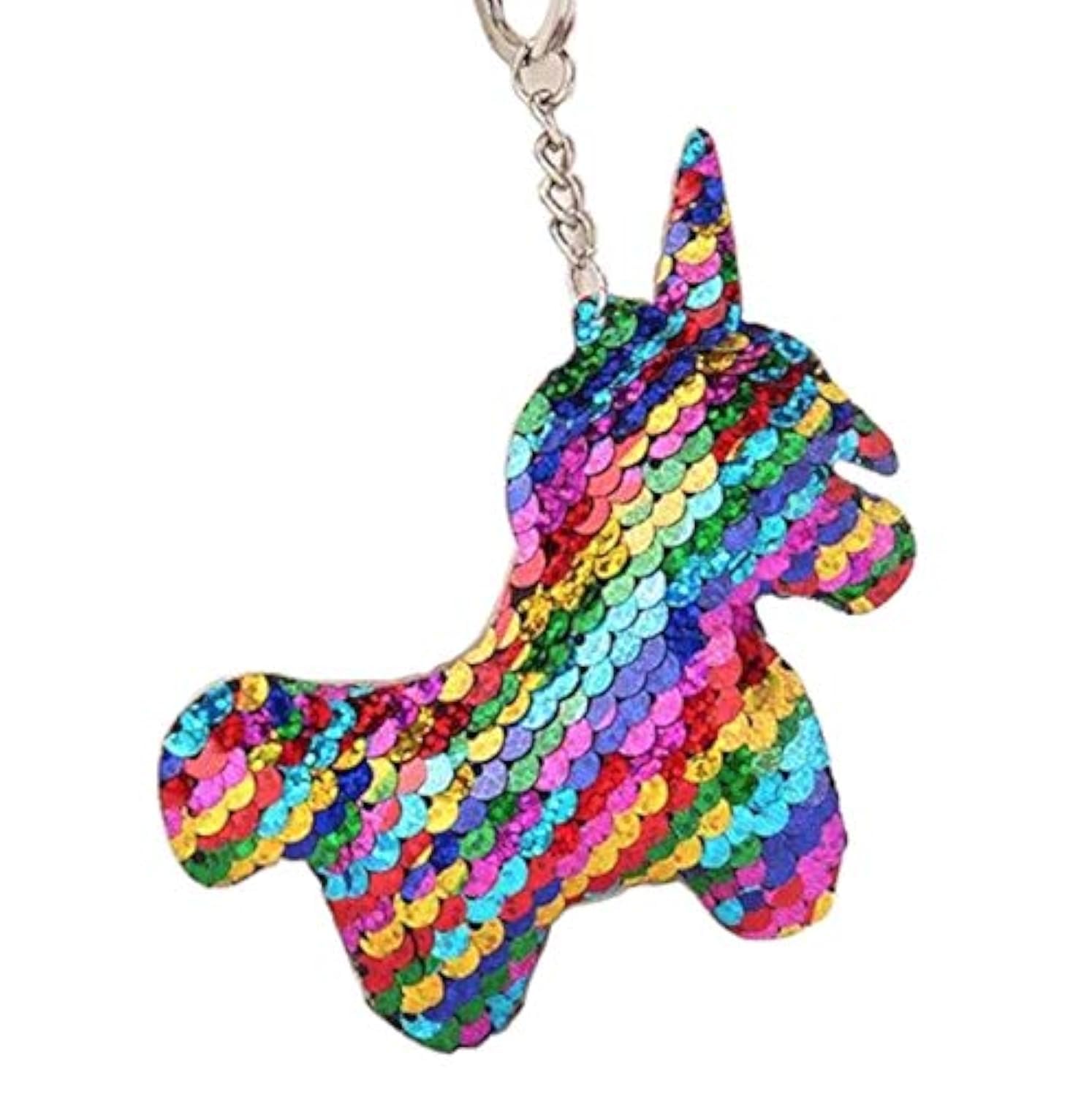 Crownofribbons Girls Rainbow Unicorn Keyring, Sparkly, Keychain, Car Keyring, House Keys