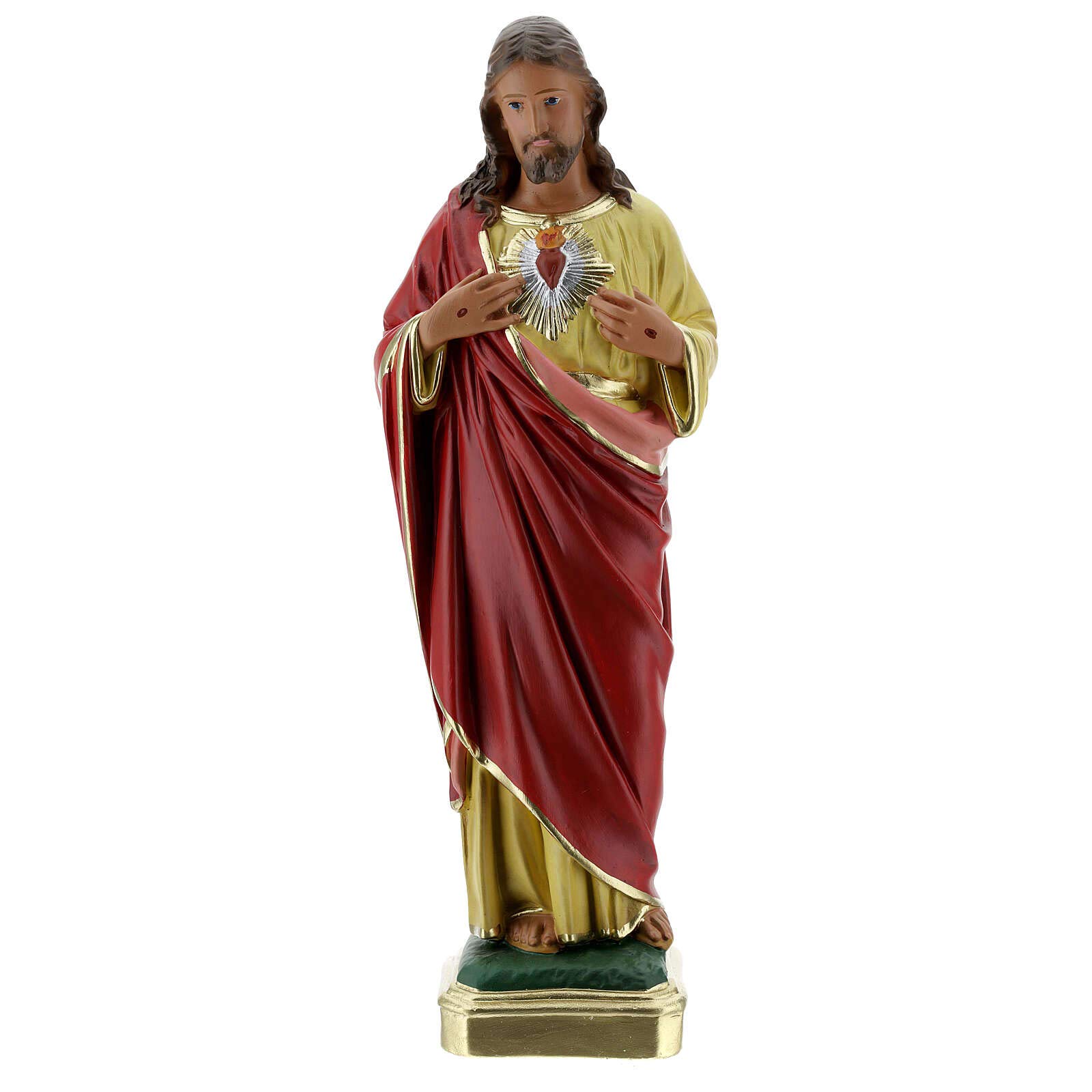 Holyart Statues en plâtre: Sacré-Coeur de Jésus Statue plâtre 40 cm Peinte à la Main Barsanti
