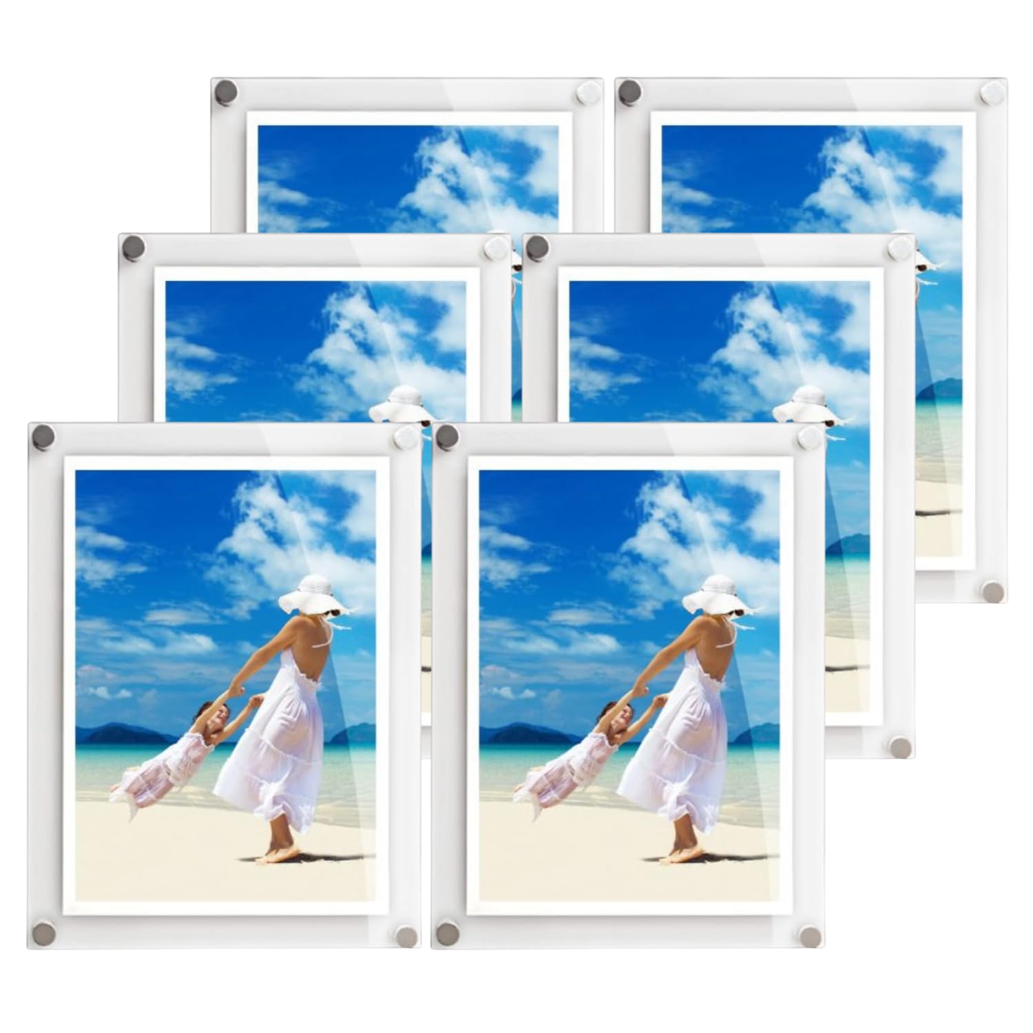 Get Acrylic Photo Frames Clear - 6 X A4 Modern Wall Mounted Acrylic Photo Frame (27Cm X 35.8Cm) Stylish Frameless Picture Display Either Landscape Or Portrait