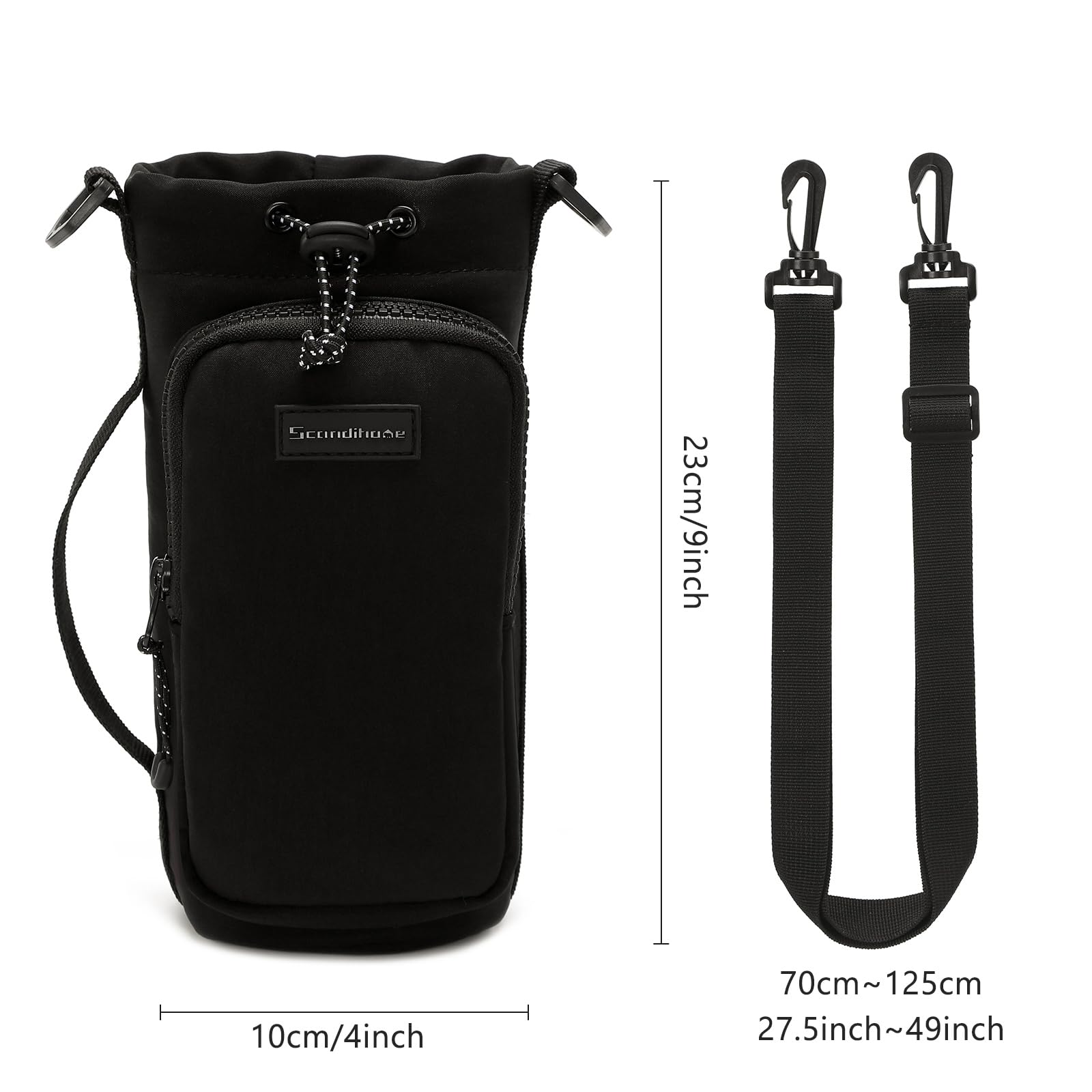 SEPWIK Water Bottle Carrier With Phone Pocket, 40oz Holder Pouch With Adjustable Strap Sleeve for Walking Hiking, Camping - Image 2