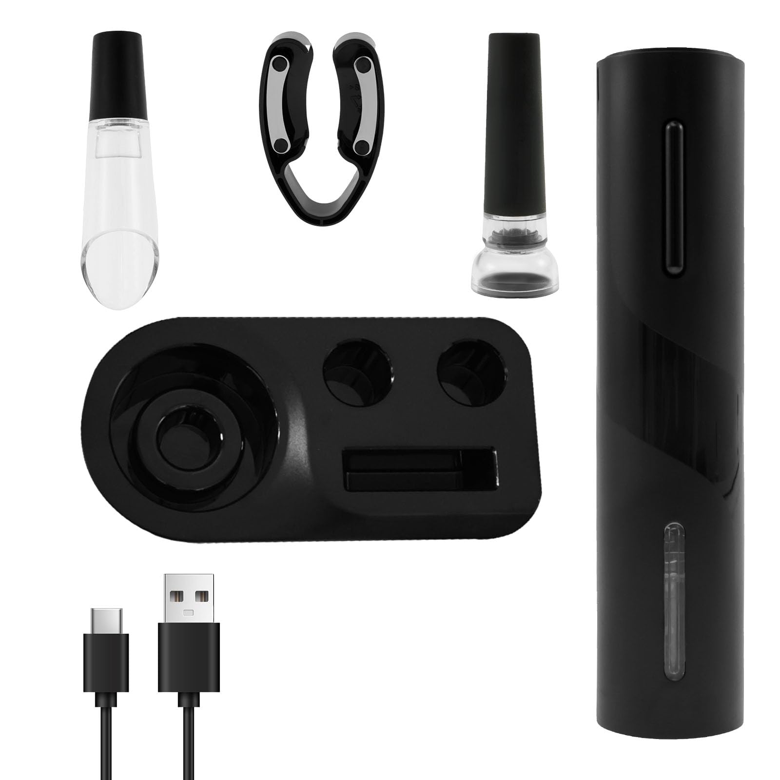 Electric Bottle Opener, ABS Electric Wine Opener, Rechargeable Electric Corkscrew Wine Opener, Extended Life Electric Bottle Opener with Storage Base Electric Wine Opener for Wine Bottles
