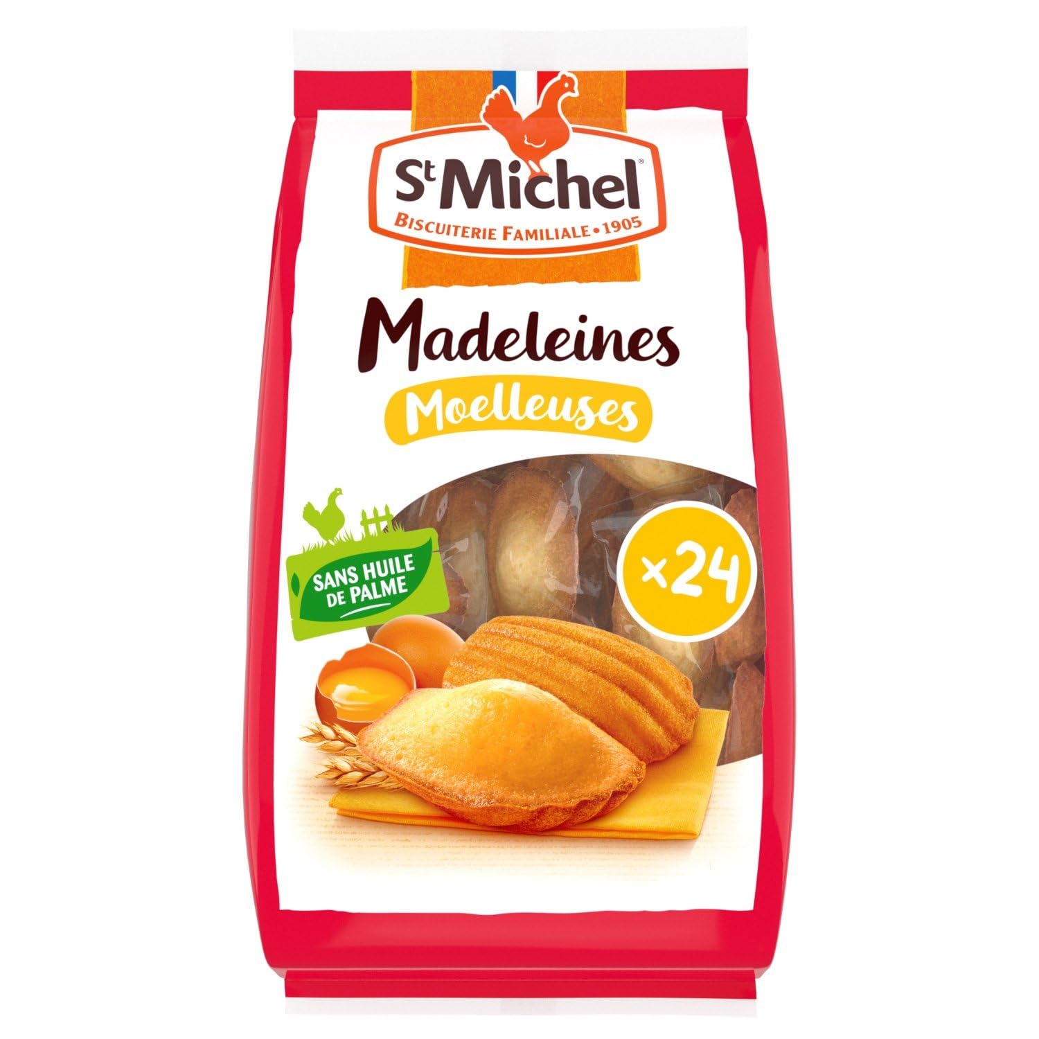 ST MICH. – Madeleines Moelleuses Nature, Plaisir Fondant au Goût Authentique (Sachet 600g) - Lot de 3 - vendu par Lot