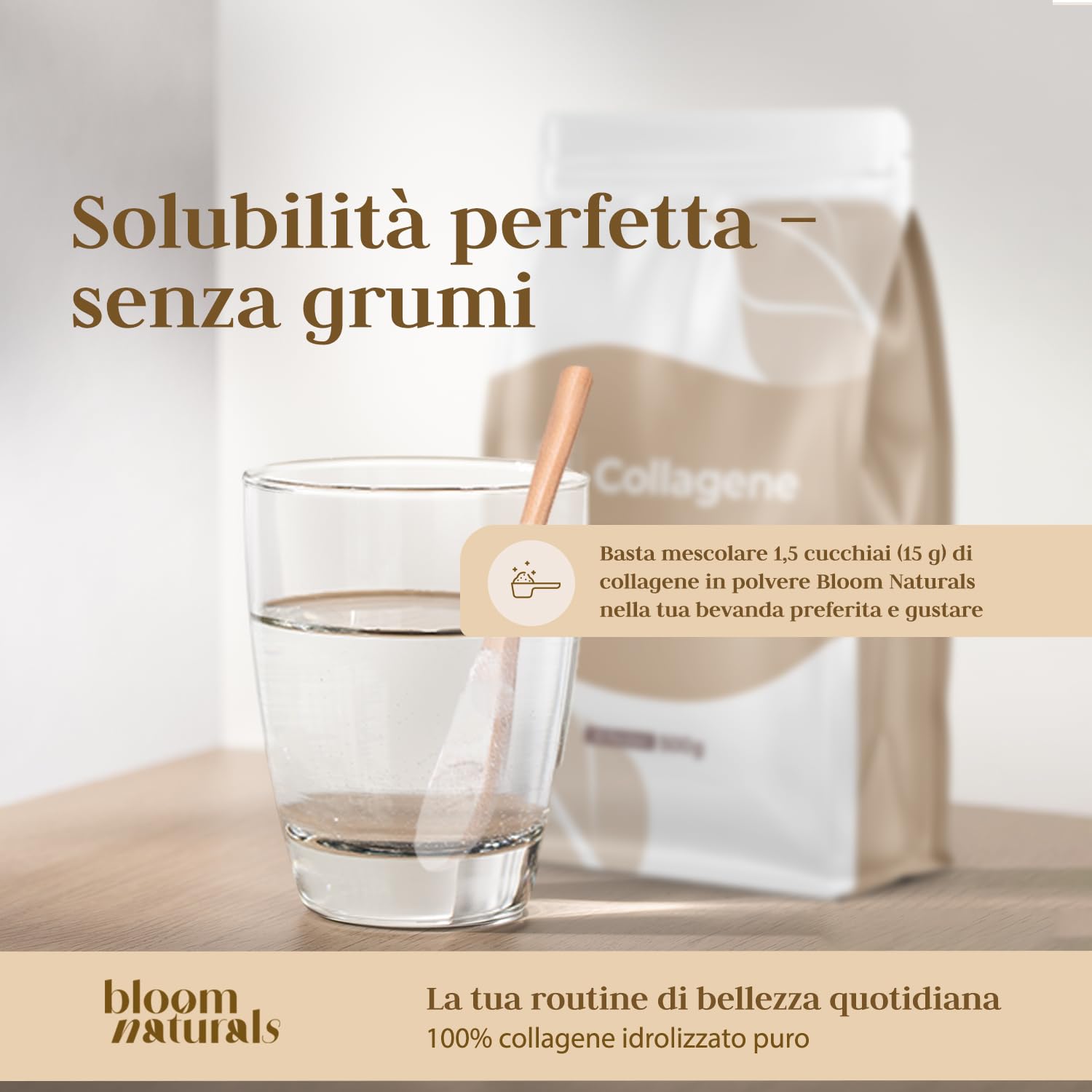 Collagene in Polvere 500g - 15g per Porzione, Collagene Idrolizzato con Vitamina C e Gusto Neutro - 33 Porzioni - Collagene Bovino, Peptidi di Collagene - Prodotto in Germania
