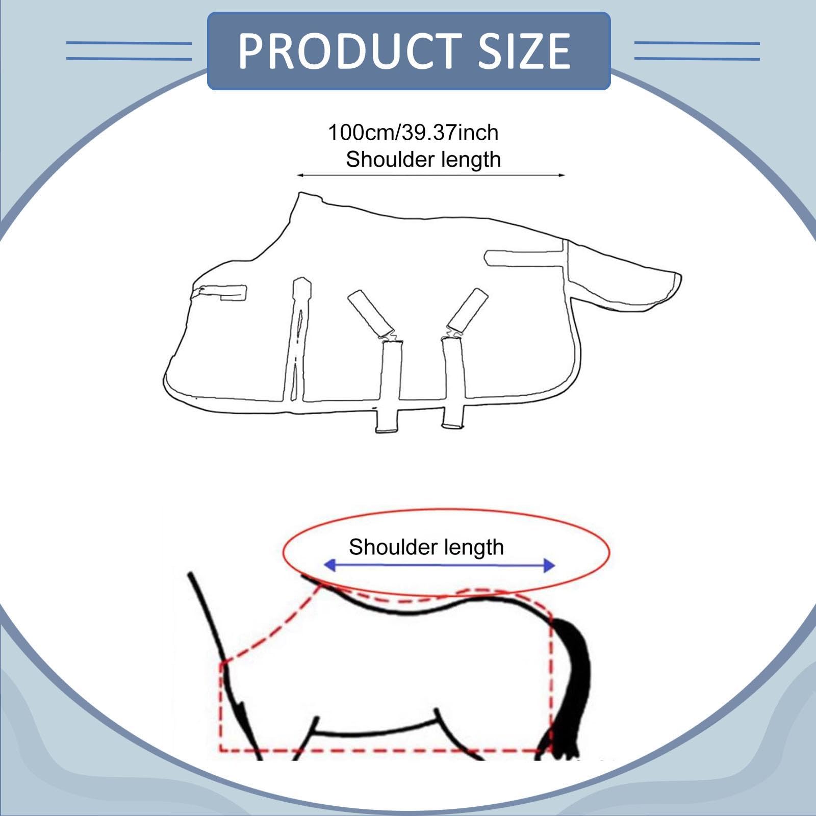 Coperta per Cavalli con Rivestimento Oxford Imbottitura Calda Impermeabile E Traspirante Protezione Antivento Adatta per Scuderie Allenamento, 100 Cm