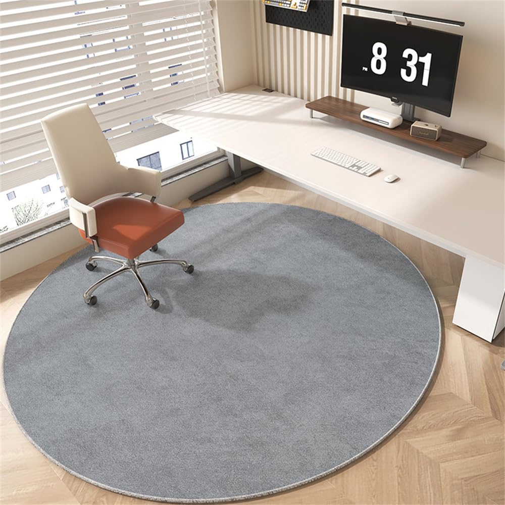 Odot Alfombra para Silla de Escritorio Redonda, Alfombra Protectora Suelo Silla Ruedas Antideslizante Gaming, Tapete de Protección de Oficina, para Parqué Suelos Duros (Gris,140cm)