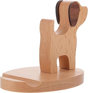Holibanna Dog Cell Phone Holder Stand, Puppy Wood Desk Display for Xmas | Creative Wooden Desktop Piece, Hands Free Viewing, Office Decor, Birthday Gift Choice