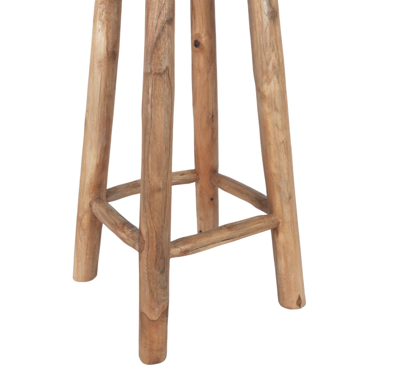 Barhocker Teakholz Holzhocker Tresenhocker Küchenhocker Kansas Massivholz | BURI Bistrohocker aus massivem Teakholz mit natürlicher Holzoptik für Küche, Bar und langlebigen Sitzkomfort im Wohnbereich