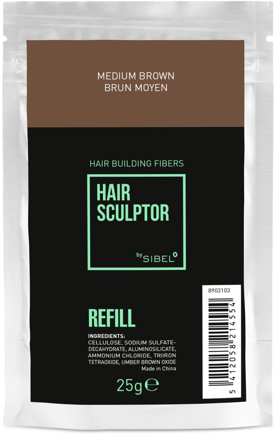 Sibel Hair Sculptor Hair Building Fibers Medium Brown Refill 25gr