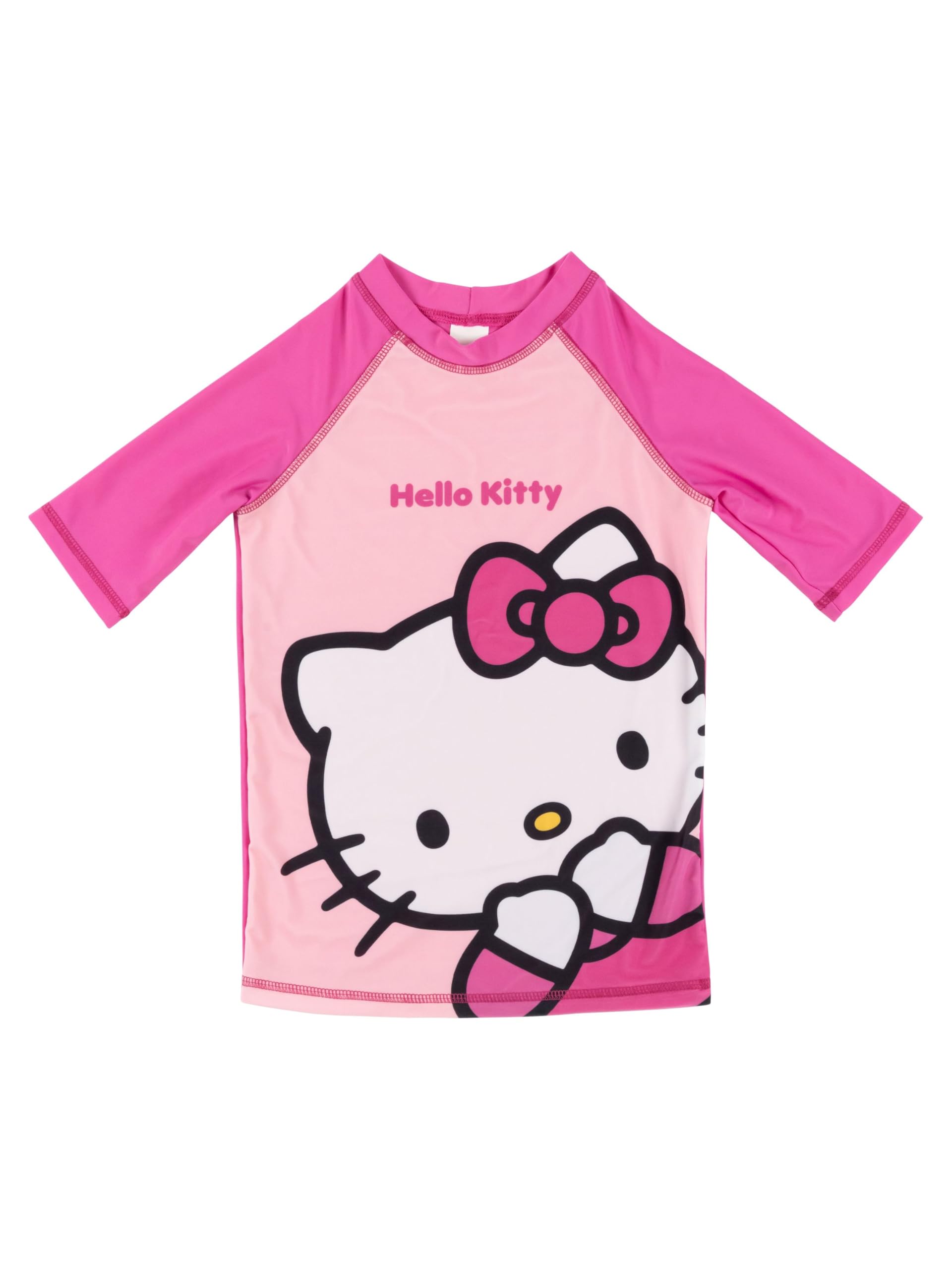 United Labels Hello Kitty dwuczęściowy kostium kąpielowy z ochroną UV 30, dla dziewcząt, różowy, moda kąpielowa dla dzieci, z koszulką i kąpielówkami, strój kąpielowy