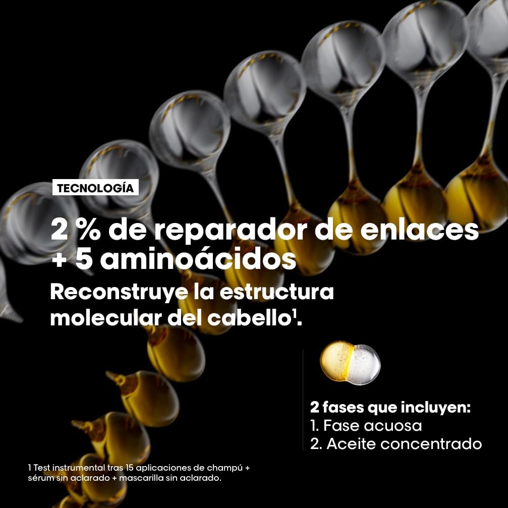 L'Oréal Professionnel Absolut Repair Molecular Aceite Bifásico Reparador 100 Horas de Brillo Antifrizz Protector Térmico Sin Aclarado