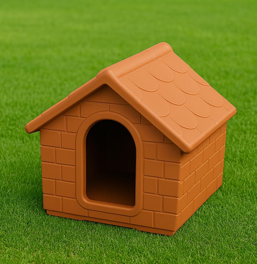 Caseta para Perros de plástico Resistente - Fabricada en Italia (Terracota, XL - 99x105x90H cm)