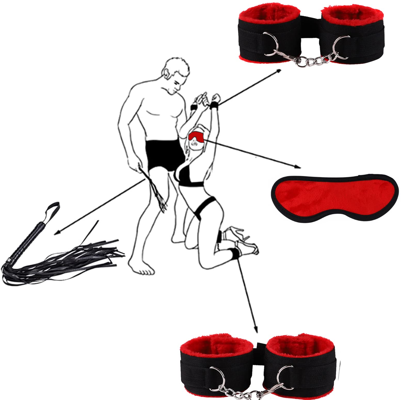 ZZZZS (Rojo) 10 Piezas de Juego de Nylon Divertido Conjunto para Las Parejas a experimentar una Vida Mejor, los Deportes y Juegos de Ocio, Actividades de Interior de la Familia