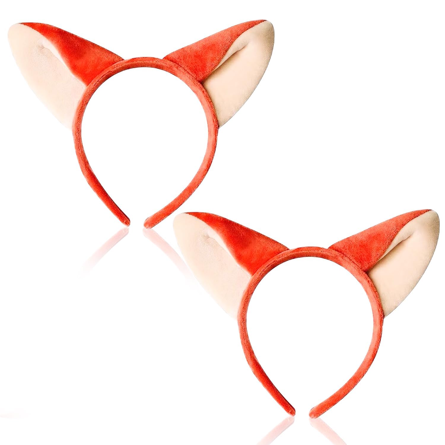 JNAWA 2 PCS Fox Ears Headband Furry Animals Ears Headwear Cute Photo Props Plush Faux Fur Animal Cosplay Costume Accessory for Party Halloween Fancy Dress up Themed Party