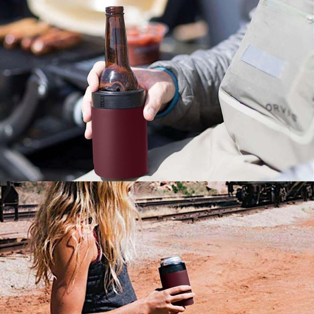 Stepstall 12 oz. Can Cooler Insulator Beer Bottle Holder w/Beer Opener, 4-in-1 Design Slim Can Beer Bottle Cooler, Double Walled Stainless Steel Insulated, Beer Gifts for Men Father (Wild Vine Red) - Image 8
