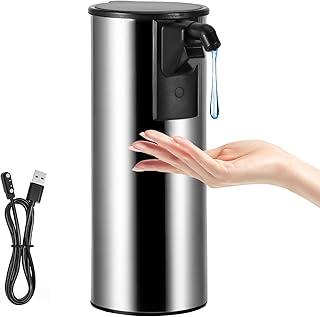 350ML Automatischer Seifenspender, USB-Aufladbar Seifenspender Elektrisch Aus Edelstahl, 4 Stufen Einstellbar Elektrischer Seifenspenders mit Sensor für Bad, Küche