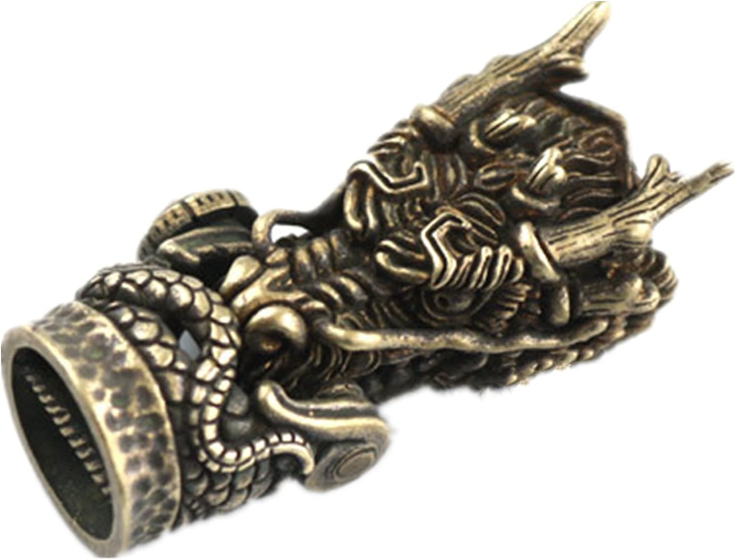 Retro Brass Dragon bite EDC Beads Keychain DIY Paracord Beads