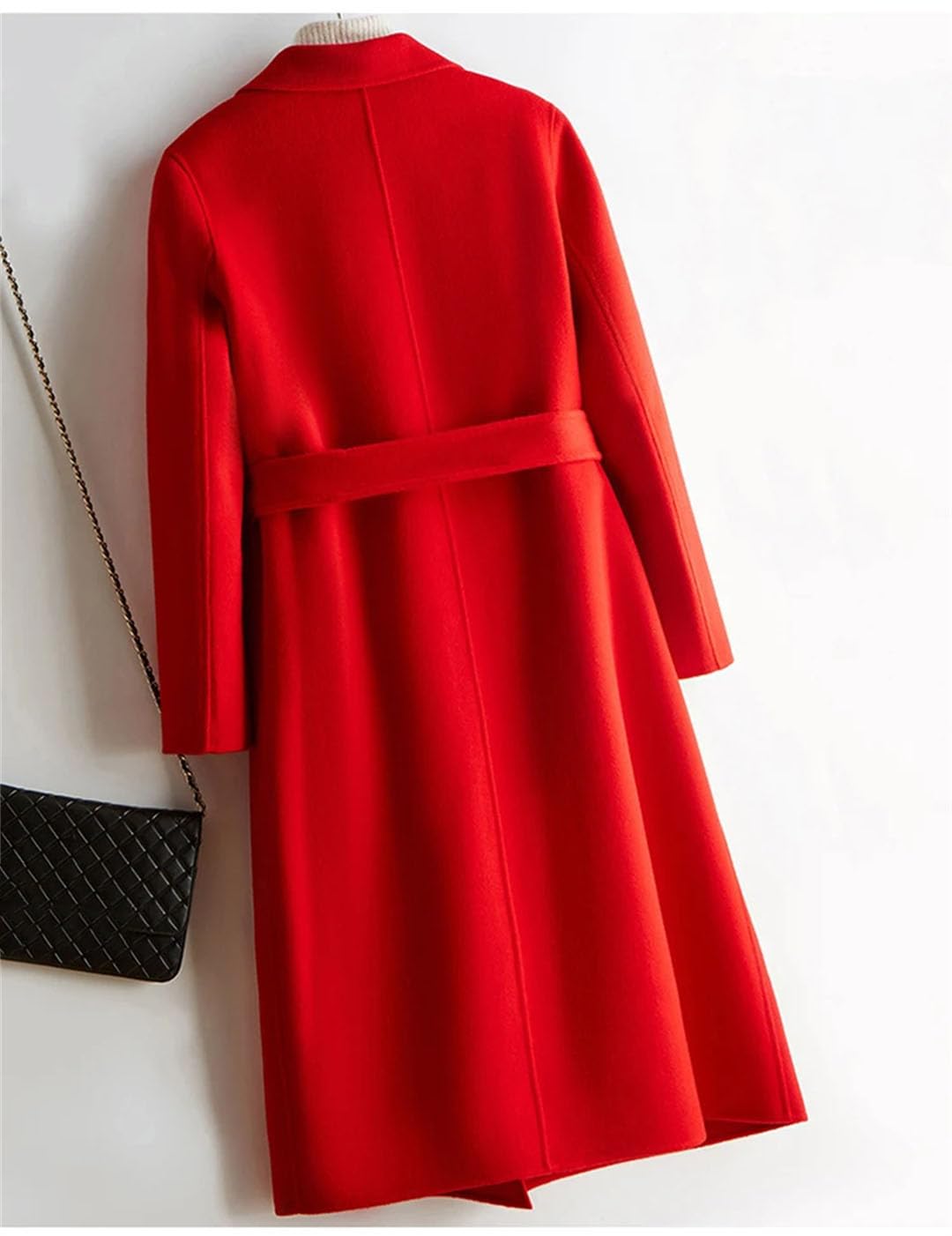 Abrigos de lana para mujer con cinturón, de manga larga, frente abierto, elegante, para mujer