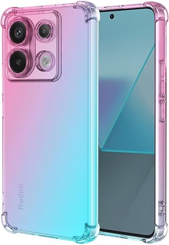 for Redmi Note 13 Pro 5G / Poco X6 5G Case, Clear Cute Gradient Phone Case, Slim Anti Scratch Flexible TPU Cover, Shockproof Protective Cover for Redmi Note 13 Pro 5G Pink/Green