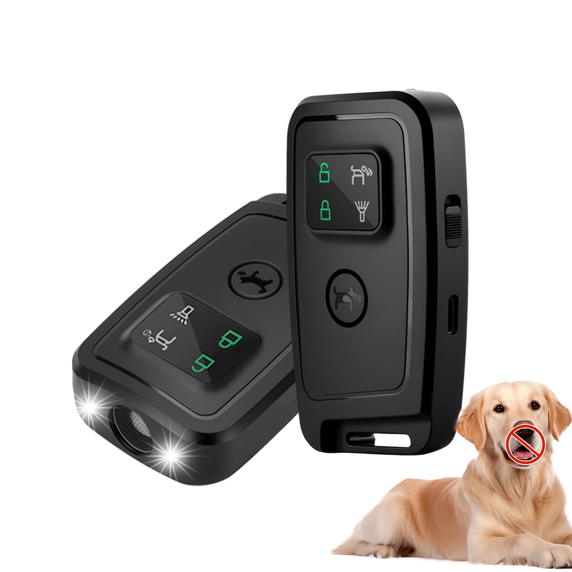 BYSLBTY Dog Bark Deterrent Devices 2025 Ultrasonic Dog Repeller,Indoor Outdoor Bark Control Device with LED Flashlight,Barks No More Dog Training Device Tool,Black