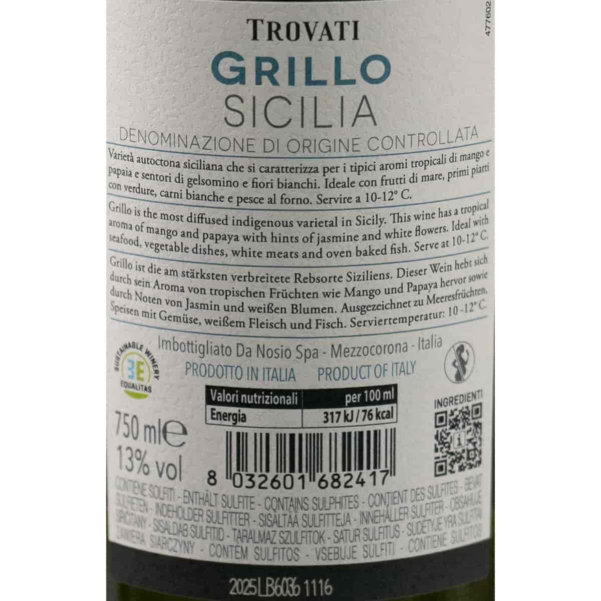 Grillo Conchiglia DOC 2025 – 6er-Set Weißwein aus Sizilien | Cantina Trovati | 100% Grillo | trocken & aromatisch | mediterraner Genuss | 6 x 0,75 l