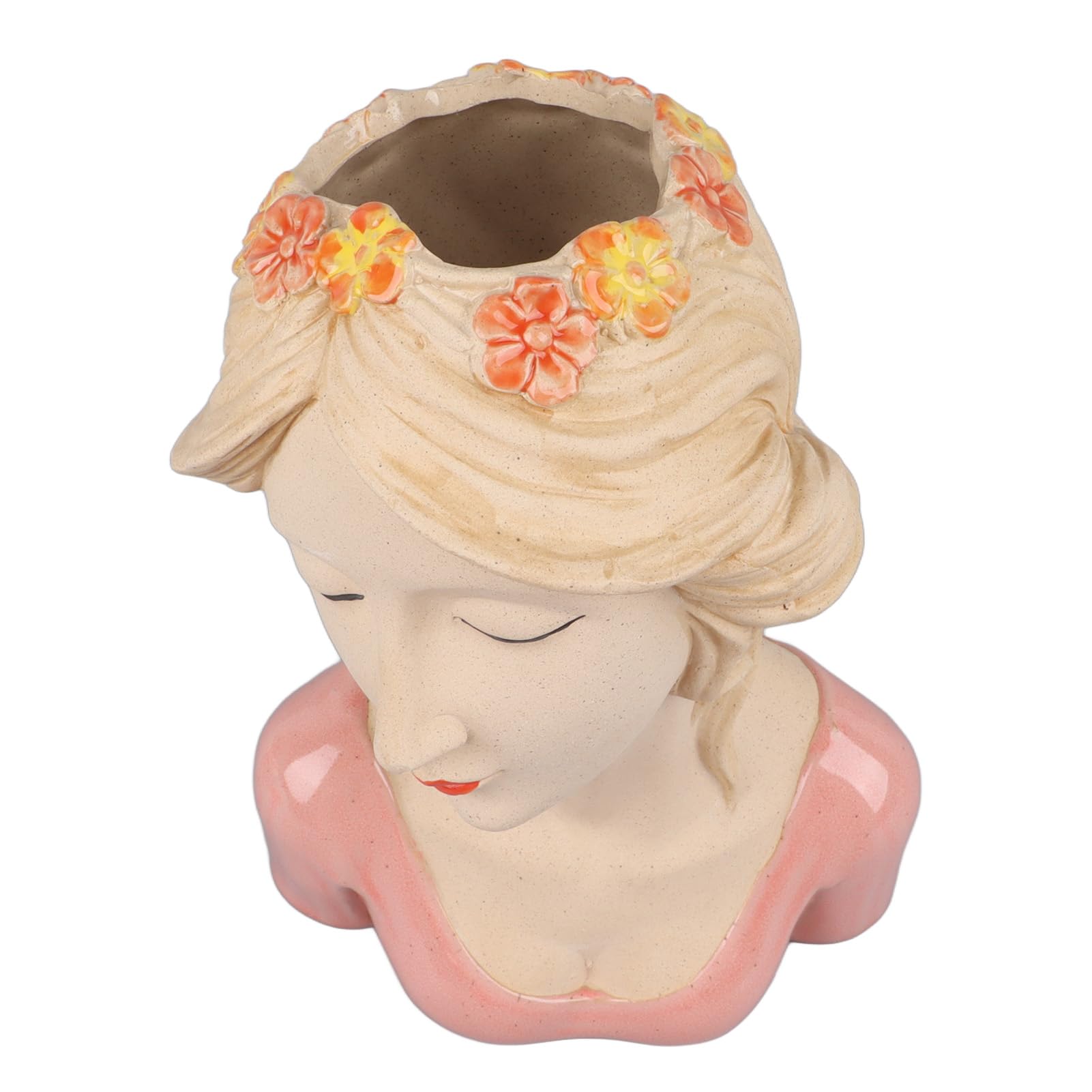SIXRUN Vaso Moderno in Ceramica per Fioriera con Testa di Donna in Ceramica Bianca 22 X 13,5 X 7 Cm per Fiori Freschi, Secca, Portaoggetti per Spazzole, Decorazioni per la Casa per gli Amanti delle