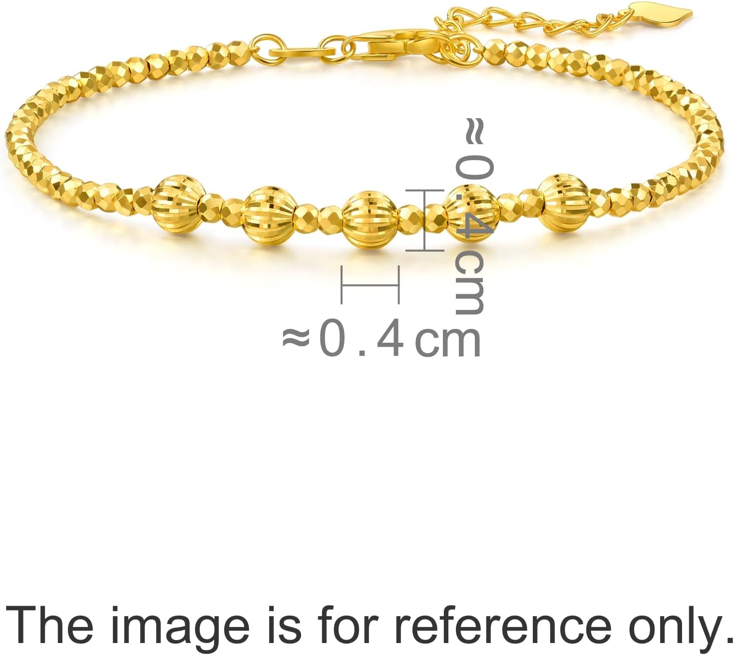 CHOW SANG SANG 999 24K Gold Essence Faceted Bead Textured Chain Bracelet for Women Size 18cm 93853B Price-by-Weight 3.36g Gold