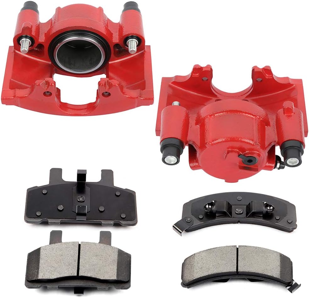 SCITOO Front Brake Kit [4] Brake Pads [2] Brake Disc Calipers w/o Bracket Compatible With For Chevrolet 1988-2002,For GMC 1988-2002,For Cadillac 1990-1993 1999-2000,For Dodge For Ram 1500 1994-1999