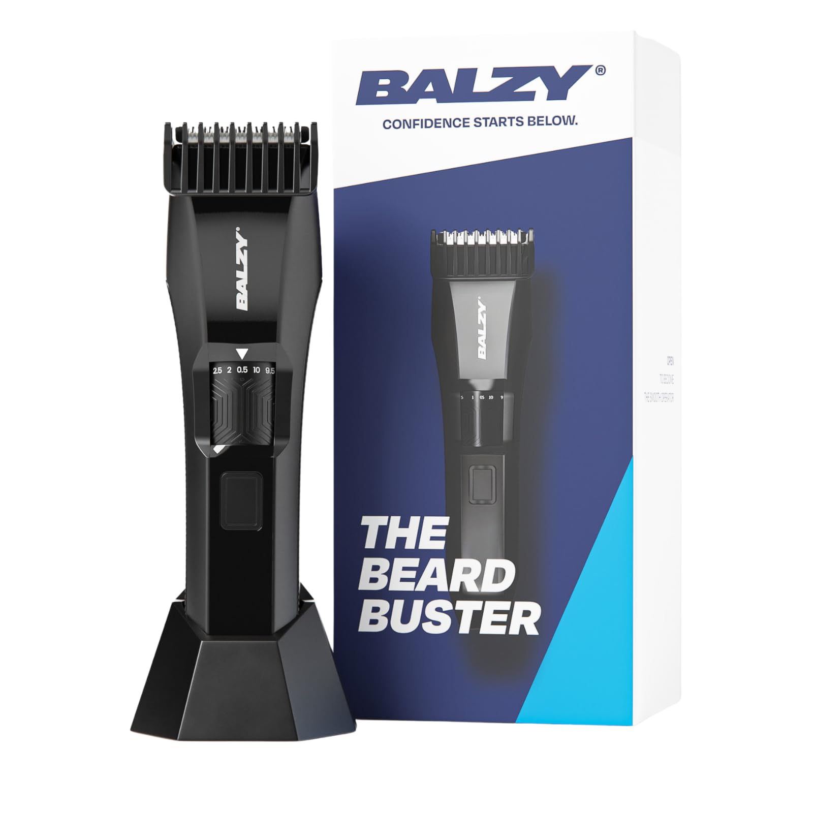 BeardBuster® – Bartschneider für Herren – 20 Längen – Titan T-Klinge – USB-C – Wasserdicht (IPX5) – USB-C
