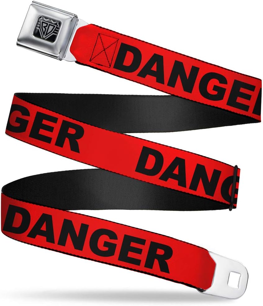Buckle-Down Belt Seatbelt Buckle Text Red Black Mens Womens Kids Adjustable