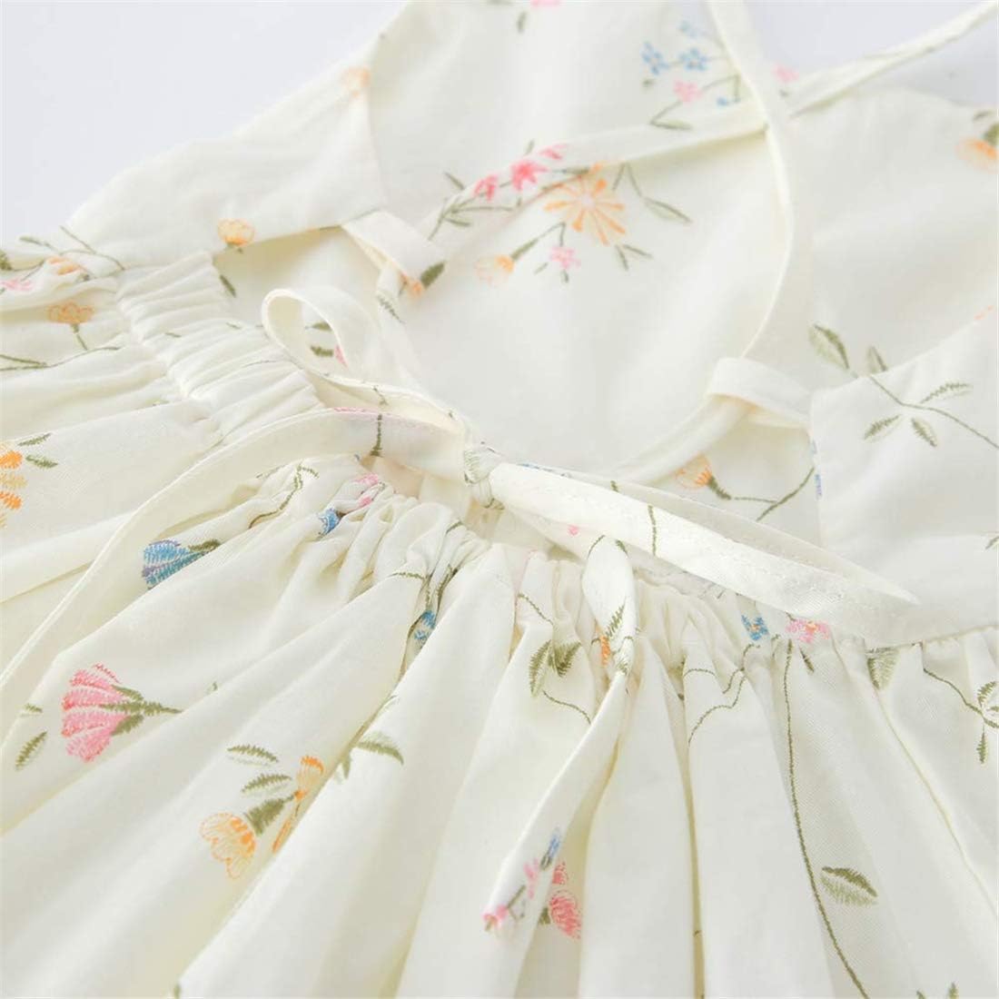Vintage Floral Girls Dress Summer Casual Cotton Baby Dress 4T A7beige image 4 of 5 B097SZQJ3J