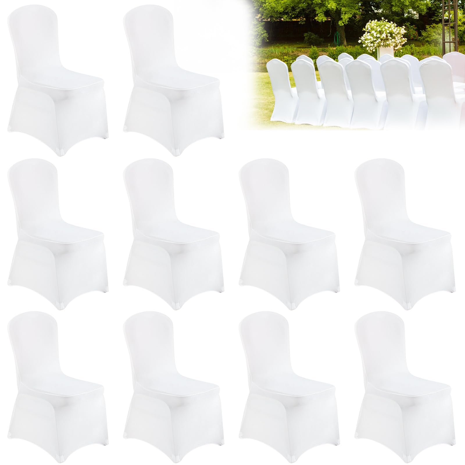Housse de chaise blanche GOMETY en élasthanne extensible pour réception | Lot de 10