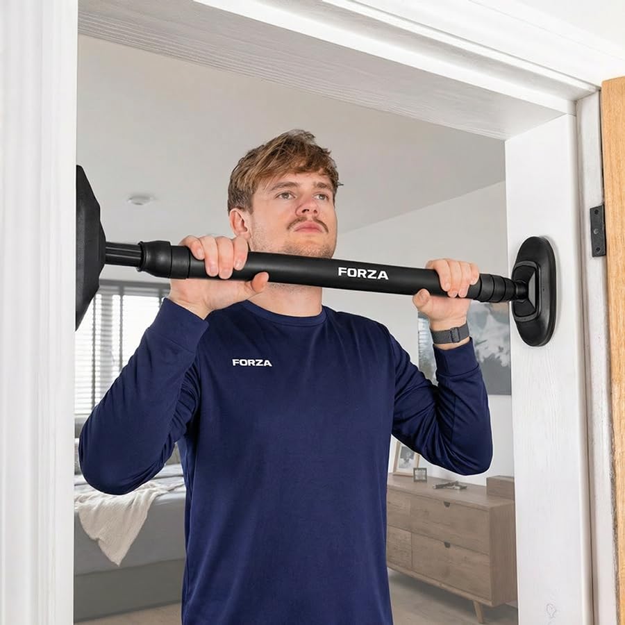 FORZA Adjustable Doorway Pull Up Bar – No Screw Installation, 200 kg Load Capacity, Extendable Adjustable Chin Up Bar with Non‑Slip EVA Foam Grips for Home Gym & Upper Body Workouts (70-100cm)