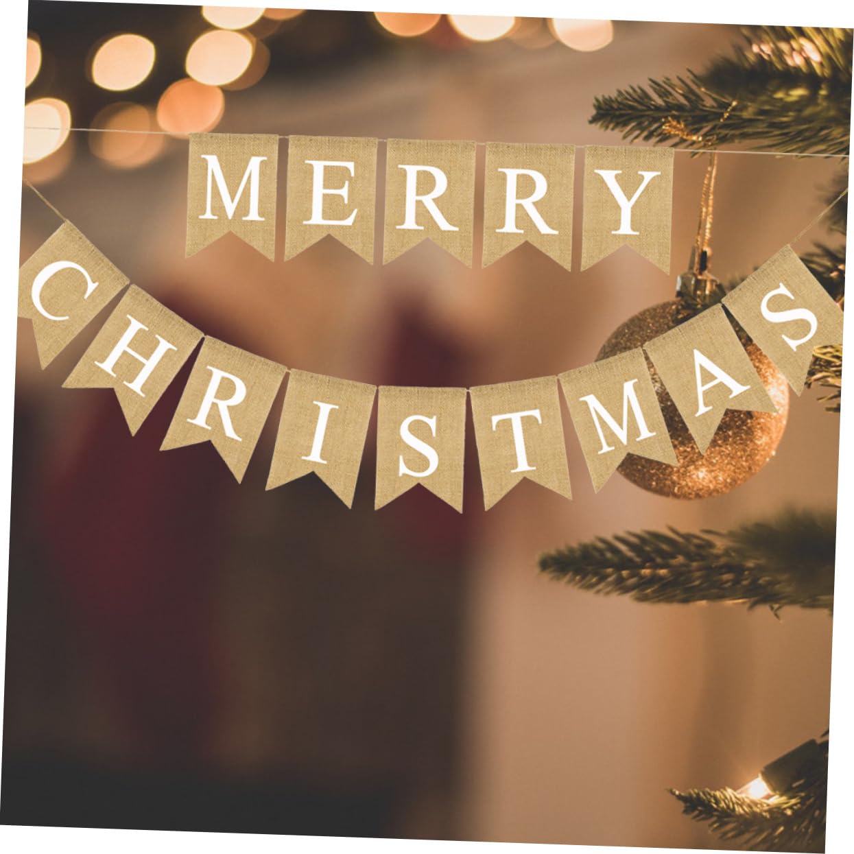 Striscione Con Lettere Di Buon Natale in Lino Con Tirante Natalizio Per Decorazioni Da Parete Finestre E Alberi