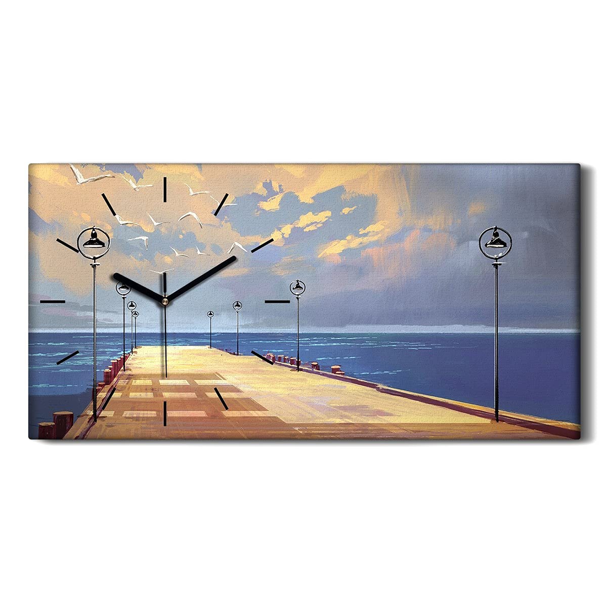 Horloge sur Toile Ne Pas Tic Tac Cadran Silencieux Image Pont à la Mer