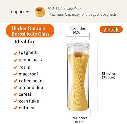 Miniatura 3 de Zens - Tarro de cristal con tapa de cristal, contenedor para almacenamiento de alimentos, botes para pasta, té, café, galletas, aperitivos