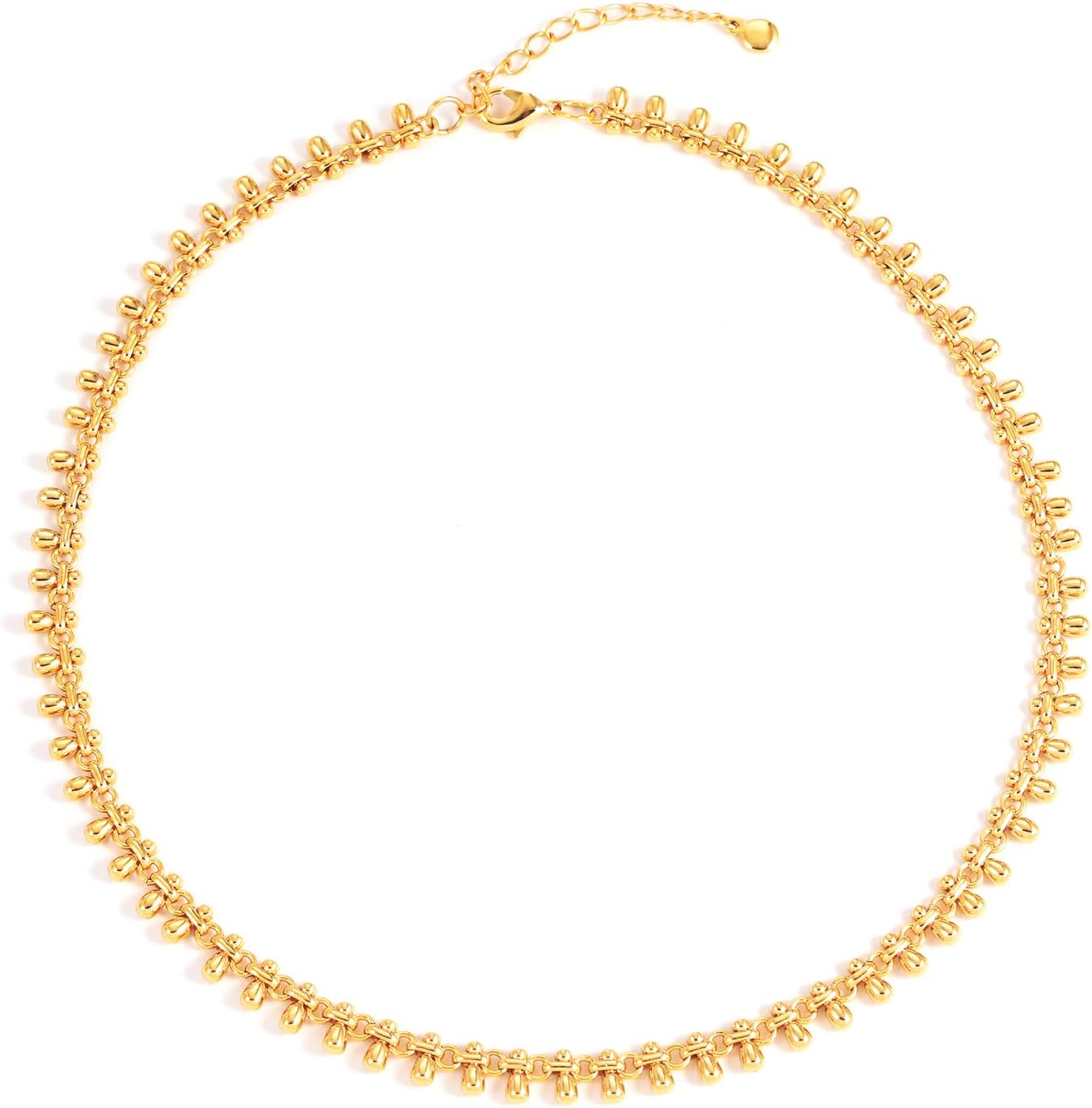 Gold Link Chain Necklace Simple Gold Necklaces Dainty Beads Chain 18K Gold Plated Choker Necklace for Women Trendy Jewelry