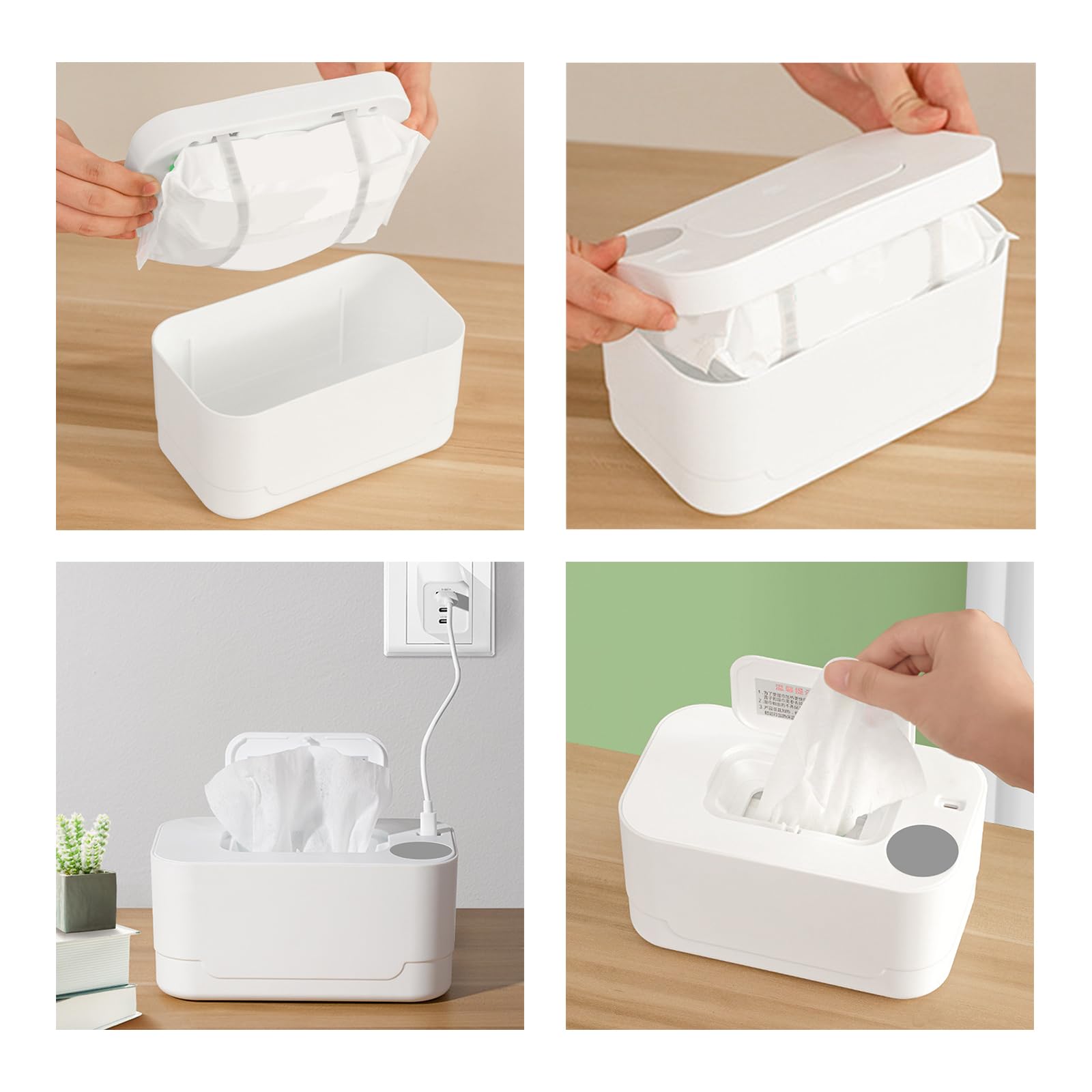 MagiDeal Chauffe-lingettes, chauffe-lingettes silencieux, distributeur de lingettes humides Portable pour bébé avec affichage numérique pour les voyages et la, blanc