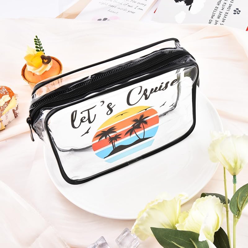 yaozeio Clear Cruise Toiletry Bag for Women Men Tropical Travel Organizer for Friend Bestie Cruise Birthday Gift for Female Girls Waterproof Transparent Makeup Bag Summer Gift image 4