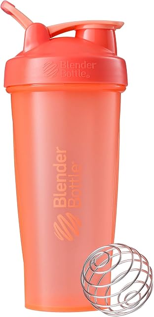 BlenderBottle Klasyczna butelka Shaker idealna do koktajli proteinowych i przed treningiem, 794 ml, koralowa