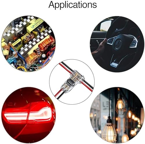 Vista 4 de Kalolary - Paquete de 24 conectores de cable, conector de cable de 2 pines y 3 vías de bajo voltaje, conectores de cable en T compactos universales