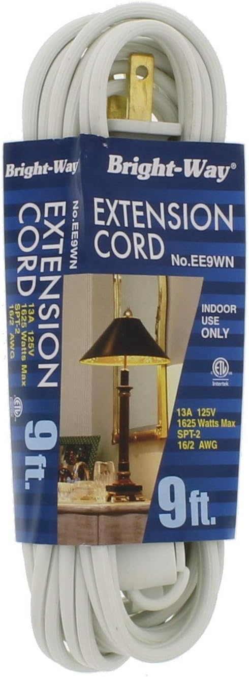 Bright-Way EE9WN Extension Electrical Cord, White