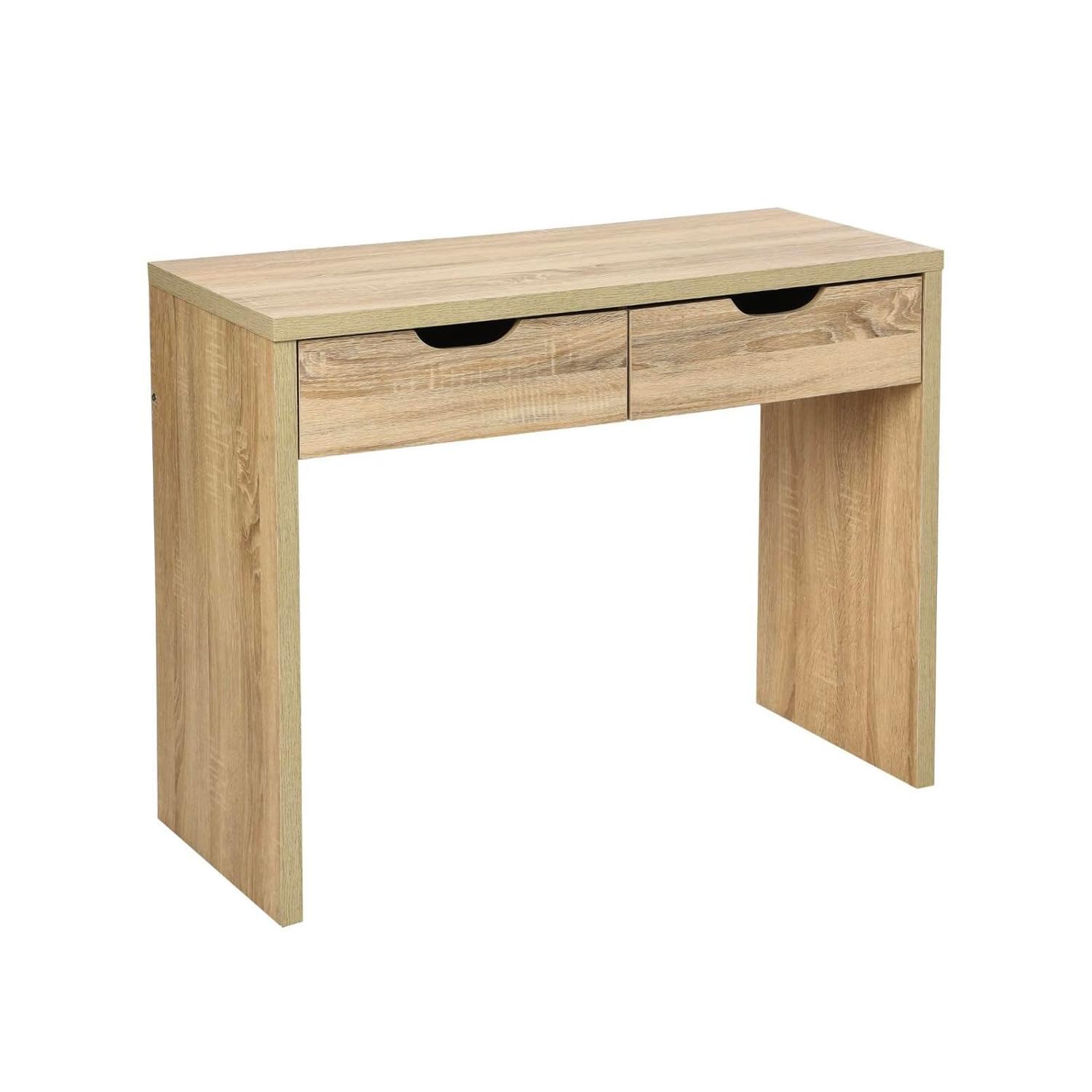 Avilia Tavolo Consolle in Legno Effetto Rovere, Scrivania con 2 Cassetti Profondi per Riporre Chiavi e Accessori - Consolle Adatta per Soggiorno, Camera o Ufficio - Consolle Ingresso di 100x39x80 cm