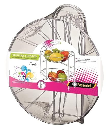 Passerini, 6011, Fruteira Dupla Desmontável em Mesa Balcão Cozinha, cor Cromado, Aço