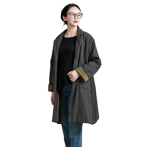 LZJN Women's Corduroy Winter Coat Long Sleeve Quilted Jacket Mid-Length