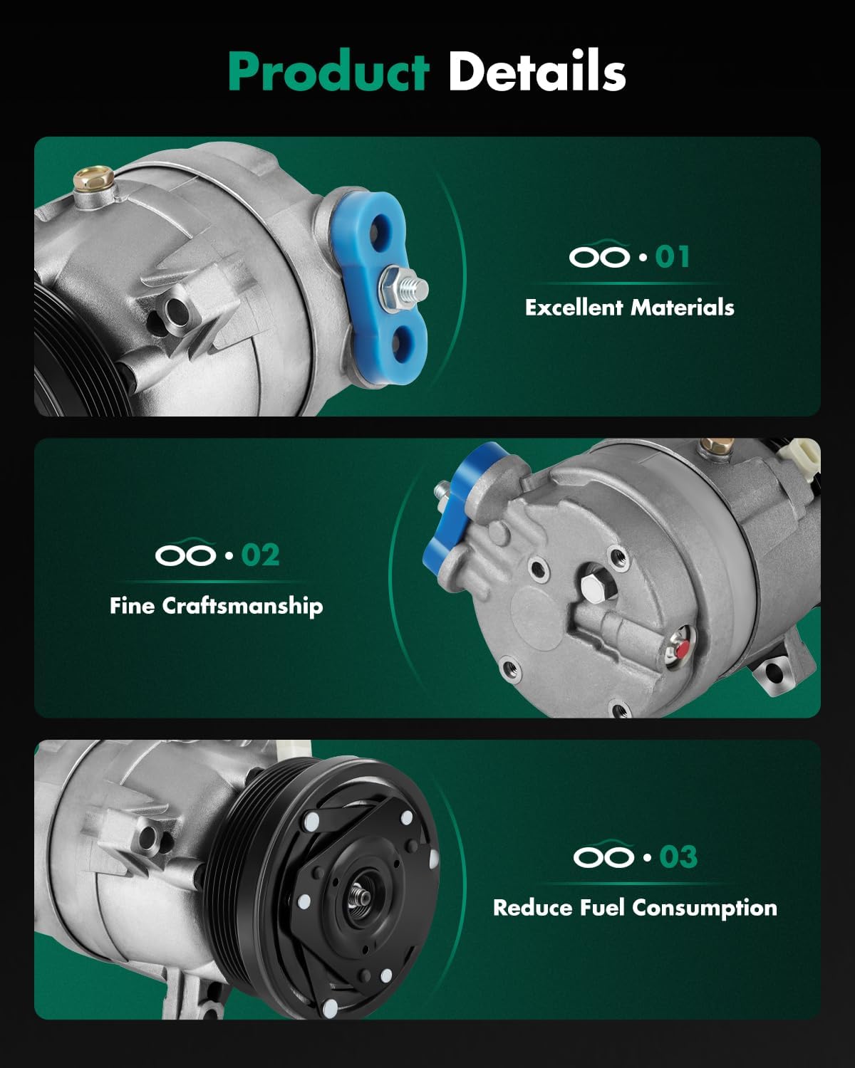 SCITOO AC Compressor Rapid Cooling for Cadillac Catera 3.0L for Chevrolet Optra 2.0L for Daewoo Nubira 2.0L 1997-2007 01135310 01135385 1135310 1135385 24432574 89019240