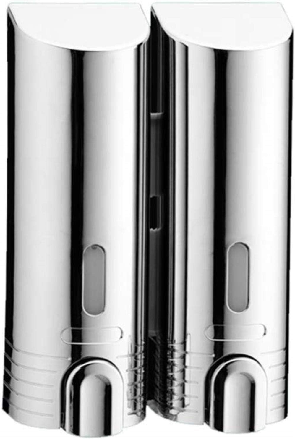 Double Soap Dispenser Hotel or Bathroom Chrome Wall-Mounted Shower Box Clear Shampoo Pressure Hand-Washing Liquid Bottle